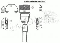 Декоративные накладки салона Honda Prelude 1997-2001 полный набор.