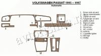 Декоративные накладки салона Volkswagen Passat 1995-1997 АКПП, 11 элементов.